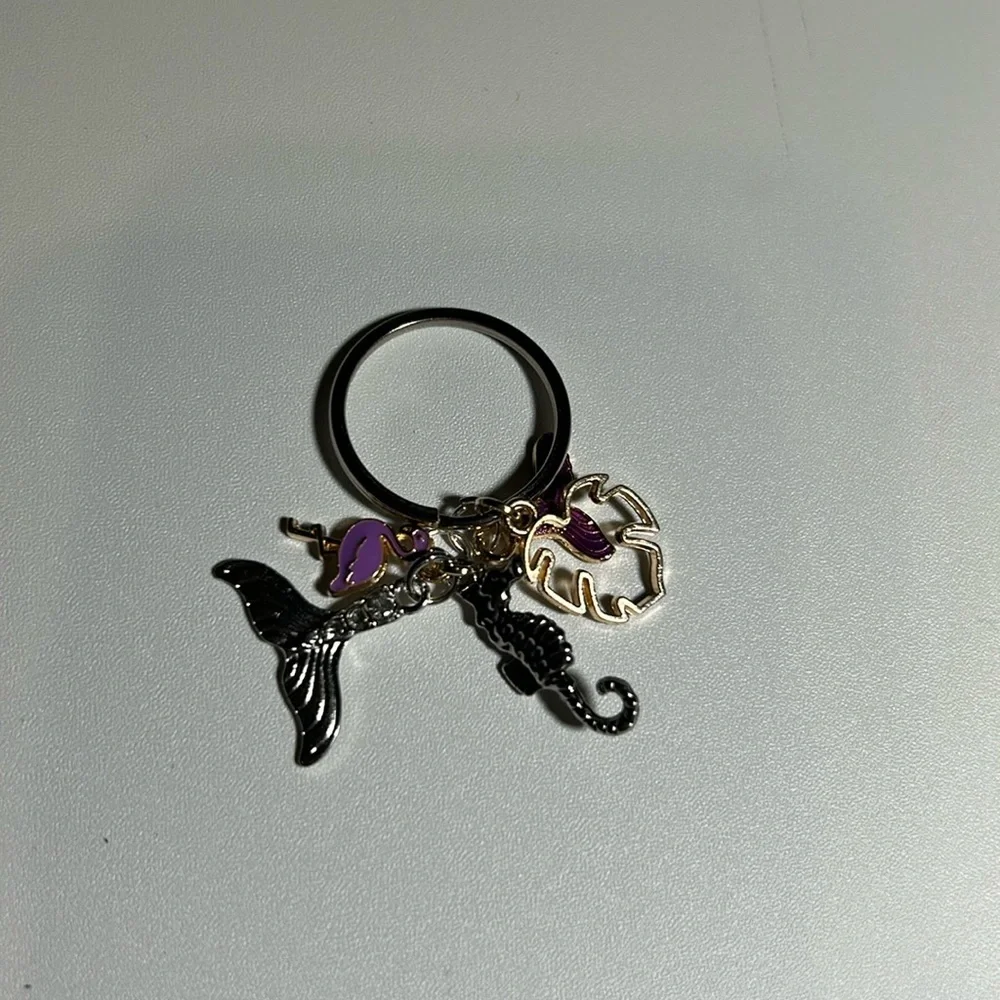 Silver keychain with charms‎